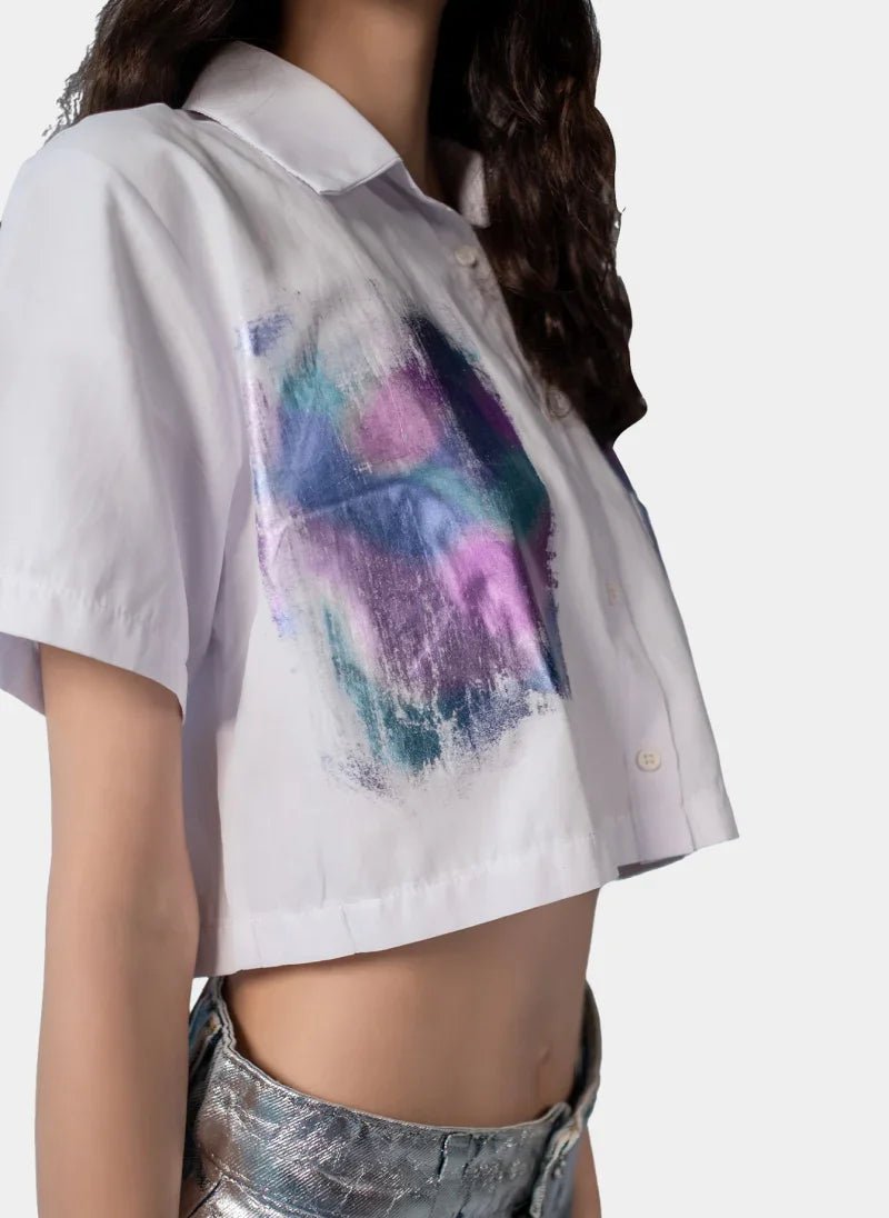 Cropped White Button - Up Shirt for Women - Flashmob India Flashmob Nation