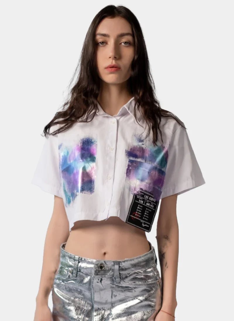 Cropped White Button - Up Shirt for Women - Flashmob India Flashmob Nation