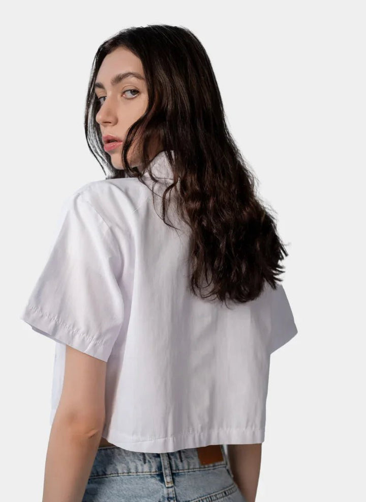 Cropped White Button - Up Shirt for Women - Flashmob India Flashmob Nation