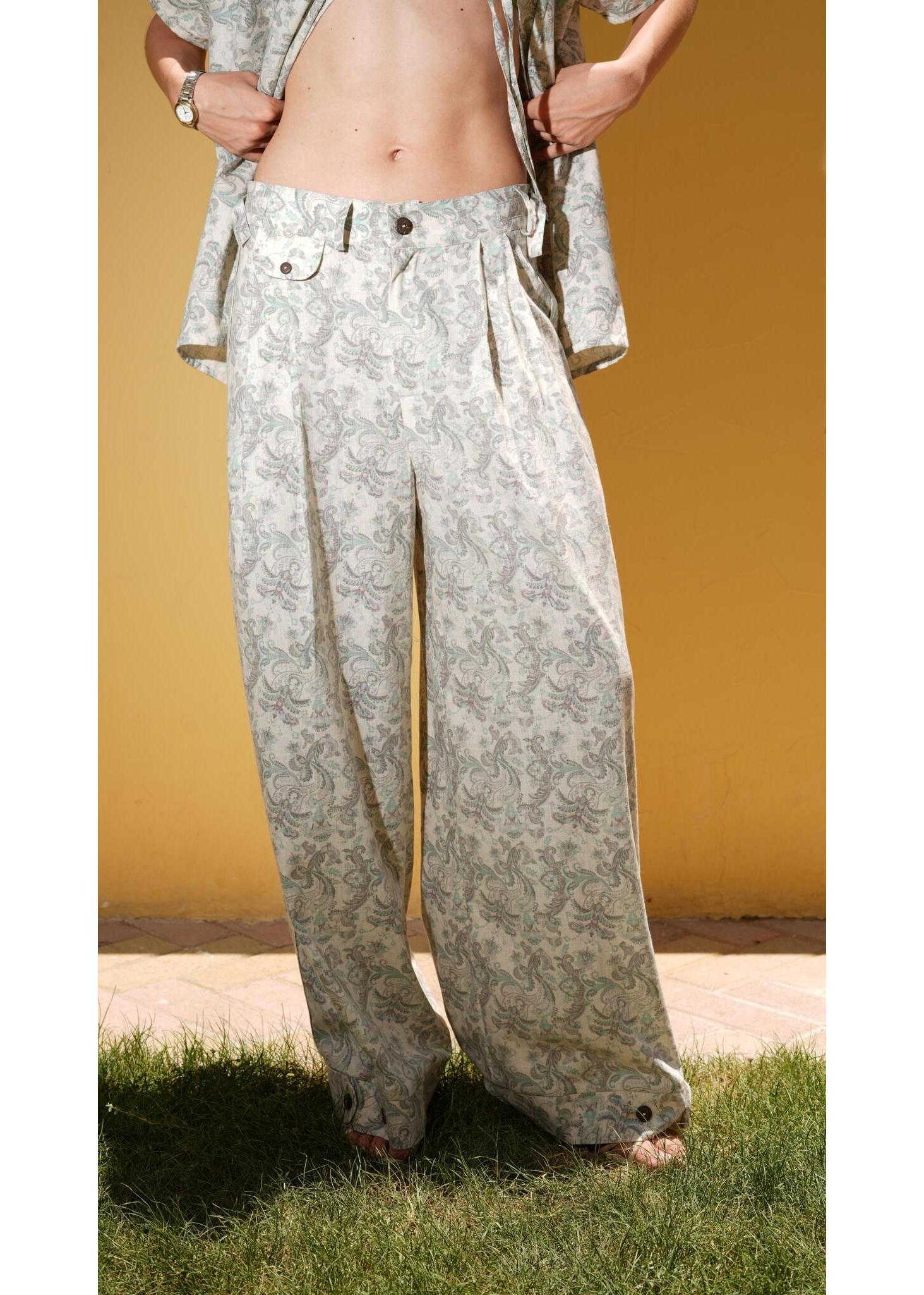 FM Women's Green Paisley Carpenter Pants - Flashmob India Flashmob India  