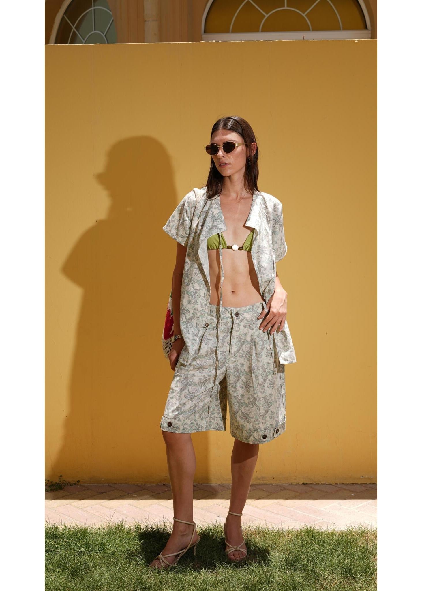 FM Women's Green Paisley Carpenter Shorts - Flashmob India Flashmob India  