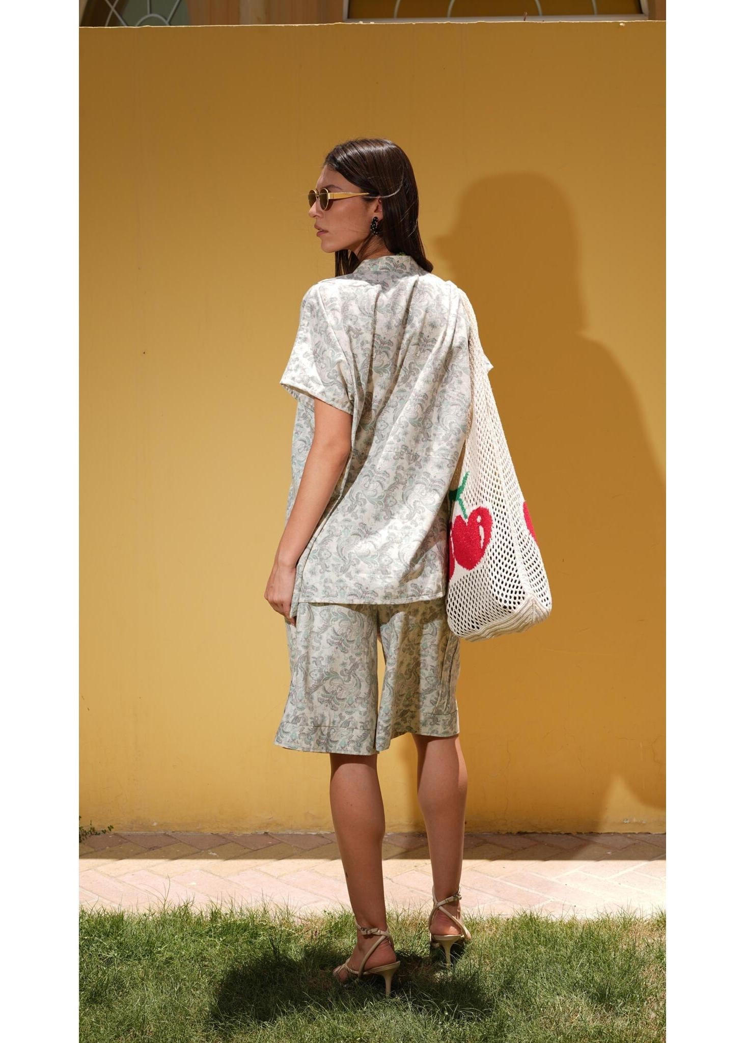 FM Women's Green Paisley Carpenter Shorts - Flashmob India Flashmob India  
