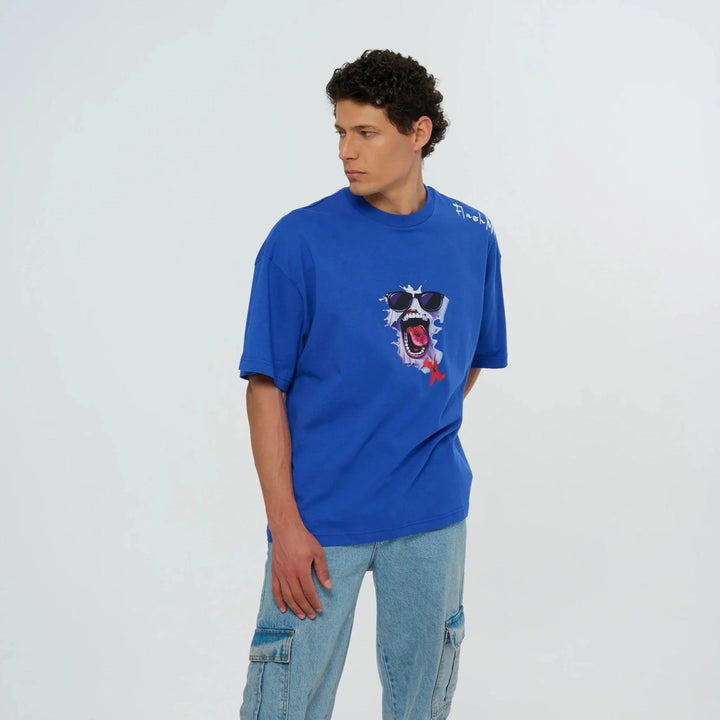 Graphic Printed Blue Oversized T-Shirt - Flashmob India Flashmob Nation None