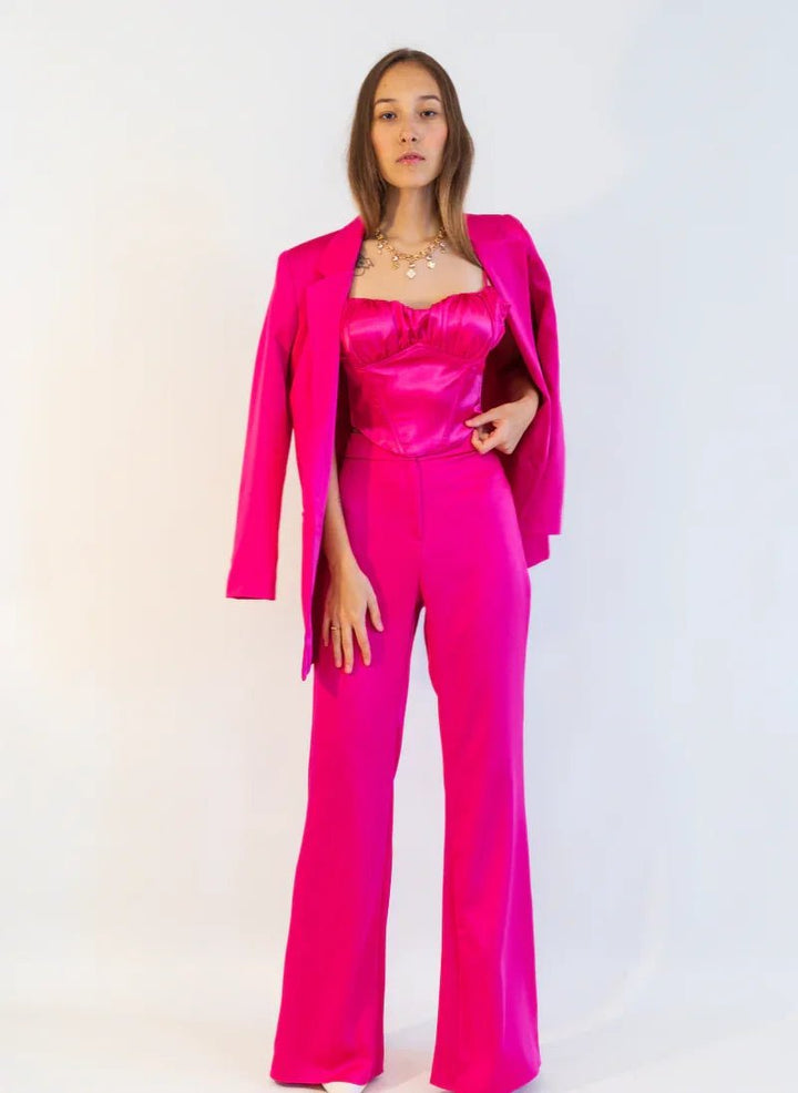 Hot Pink Satin Co - ord Set for Women - Flashmob India Flashmob Nation