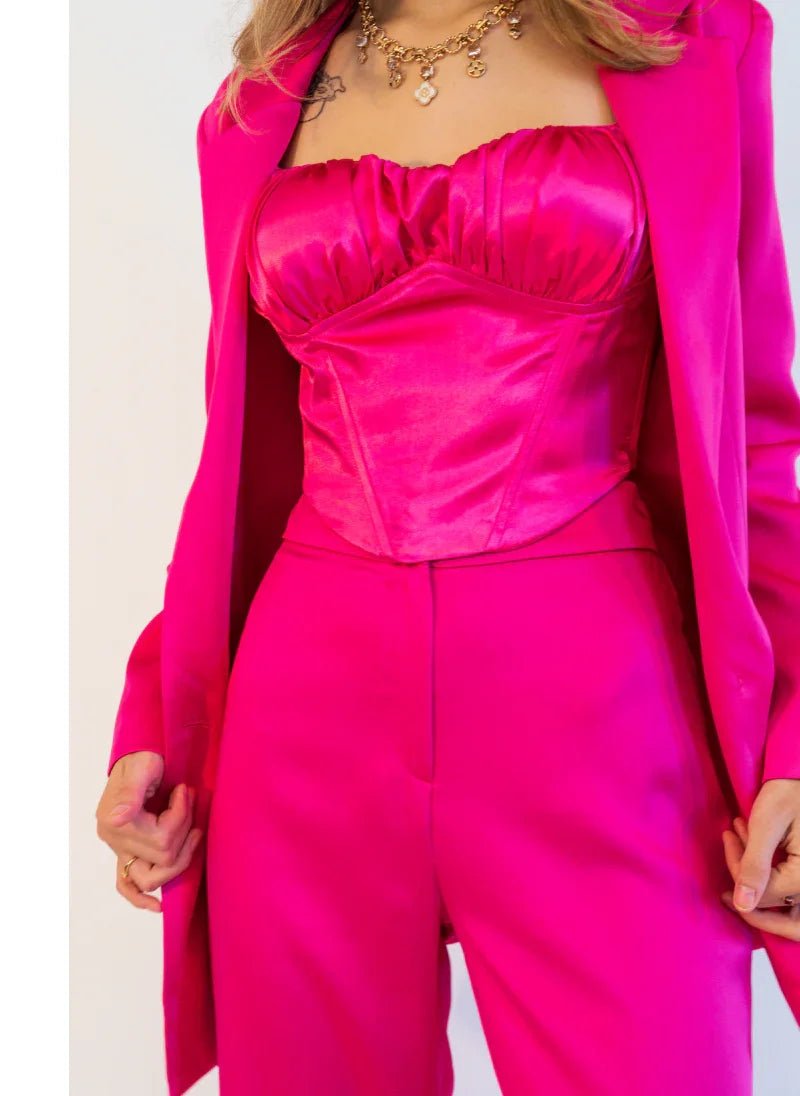 Hot Pink Satin Co - ord Set for Women - Flashmob India Flashmob Nation