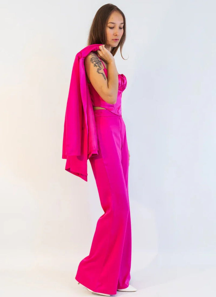 Hot Pink Satin Co - ord Set for Women - Flashmob India Flashmob Nation