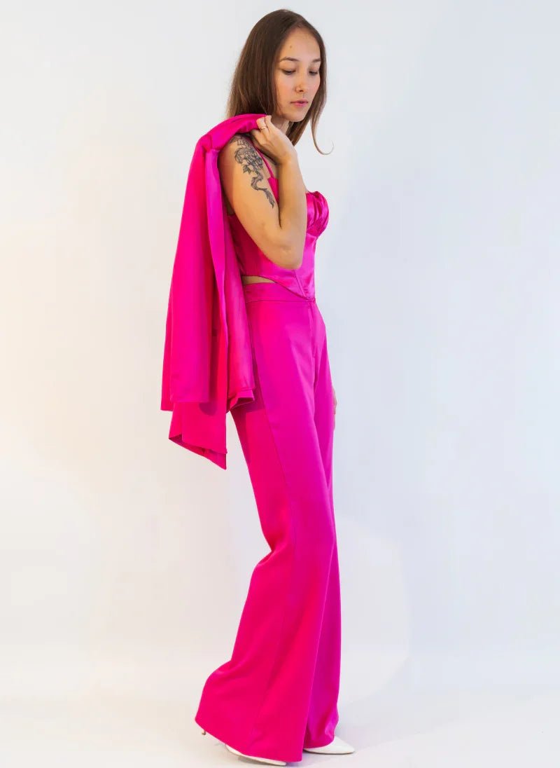 Hot Pink Satin Co - ord Set for Women - Flashmob India Flashmob Nation