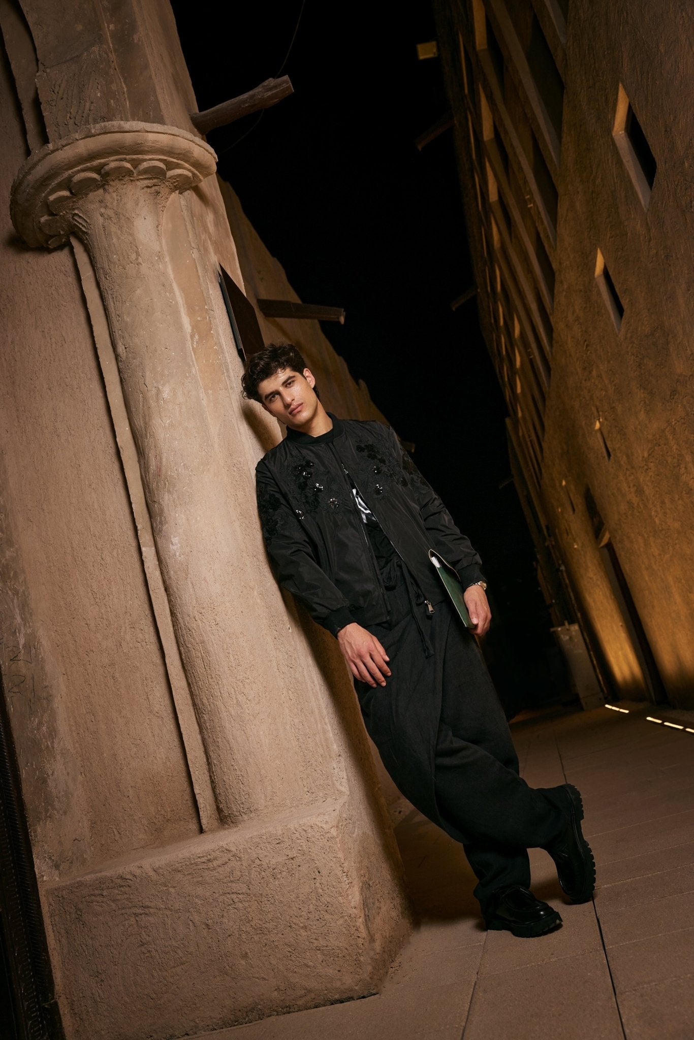 Men’s Black Embellished Bomber Jacket - Flashmob India Flashmob India   Jacket