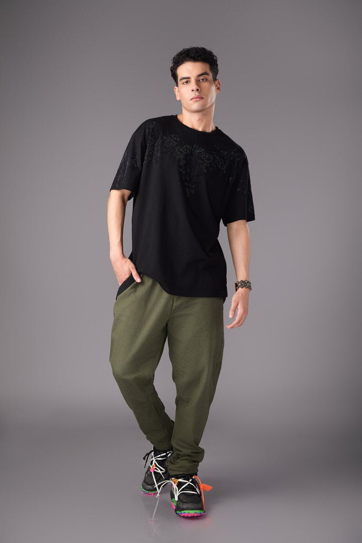 Men’s Black Embellished T-Shirt - Flashmob India Flashmob India Men Top