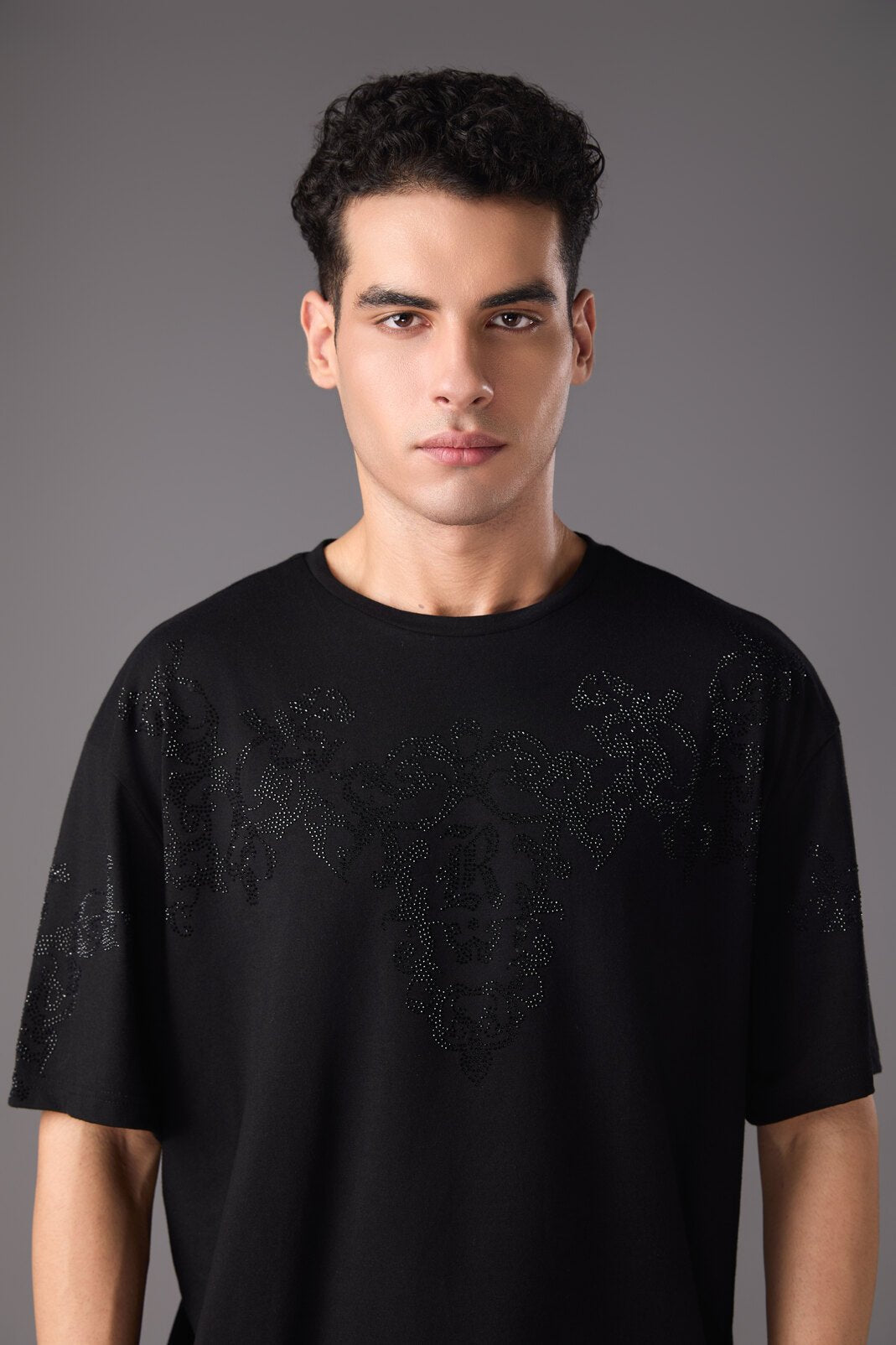 Men’s Black Embellished T-Shirt - Flashmob India Flashmob India Men Top