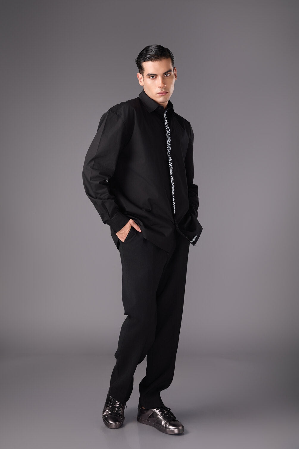 Men’s Black Embroidered Shirt - Flashmob India Flashmob India   Jacket