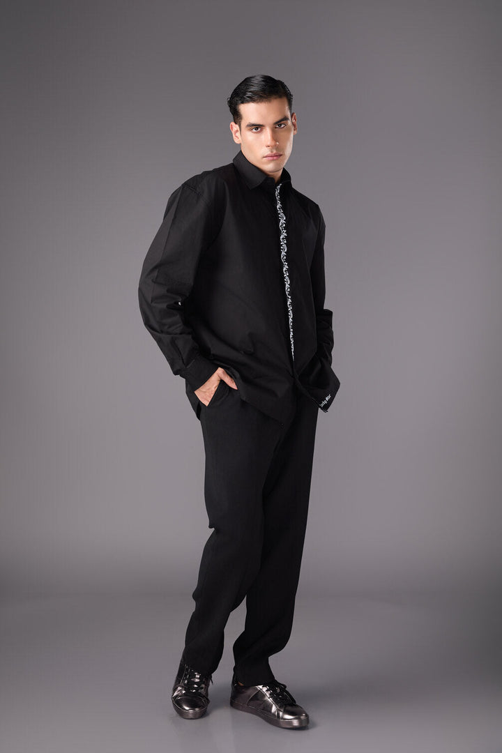 Men’s Black Embroidered Shirt - Flashmob India Flashmob India   Jacket