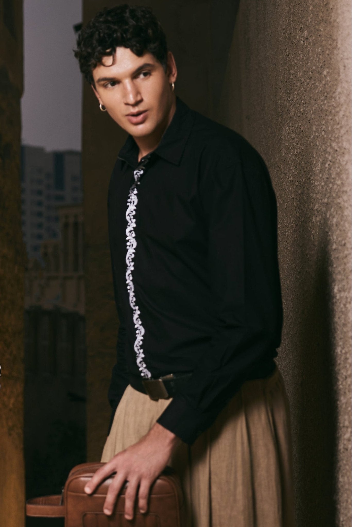 Men’s Black Embroidered Shirt - Flashmob India Flashmob India   Jacket