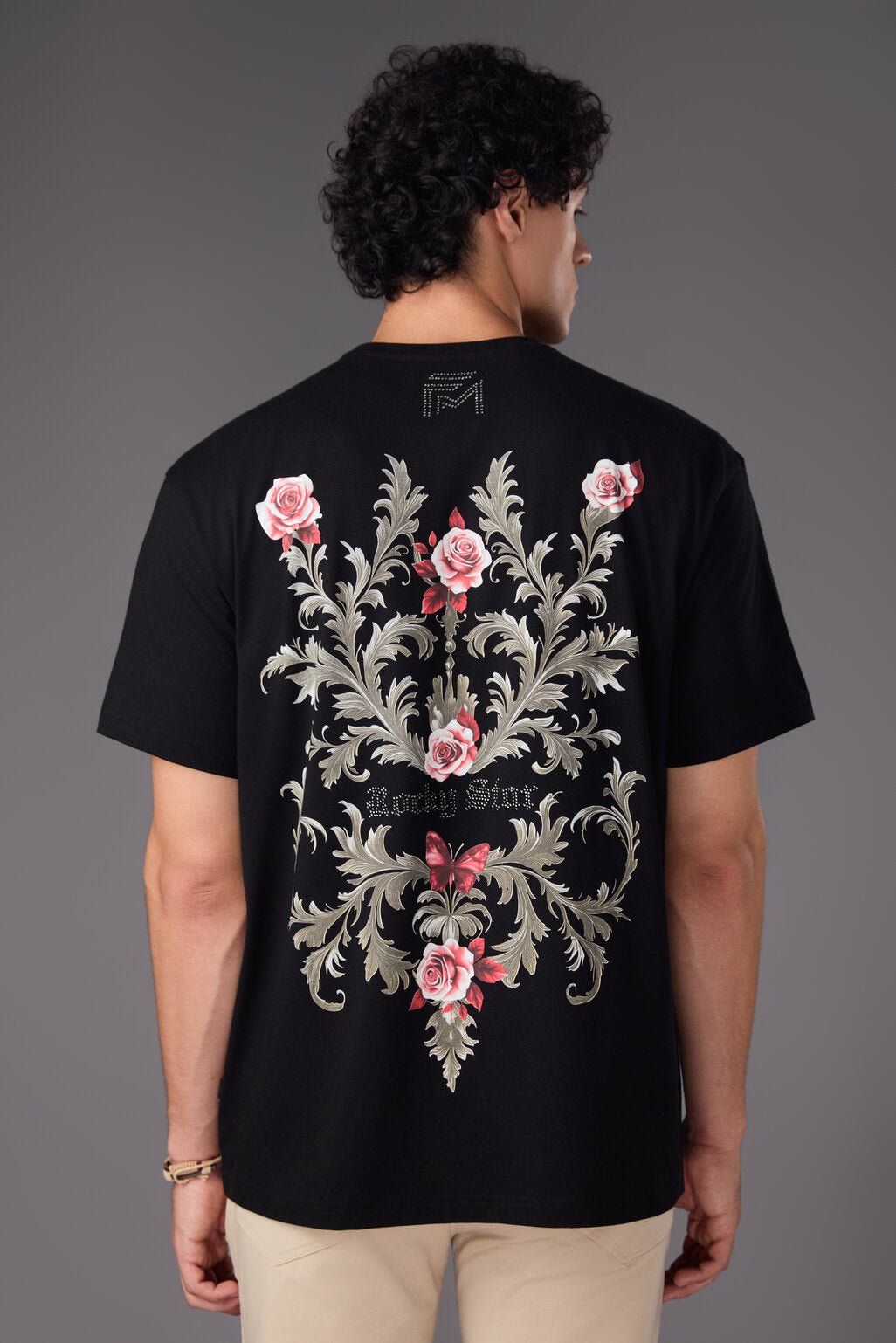 Men’s Black Floral Back Print T-Shirt - Flashmob India Flashmob India Men Top