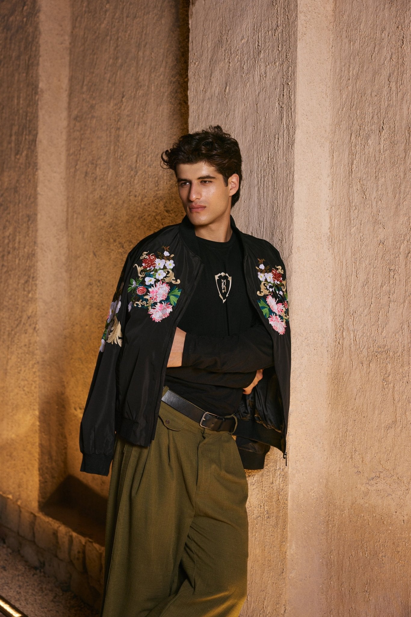 Men’s Black Floral Bomber Jacket - Flashmob India Flashmob India   Jacket