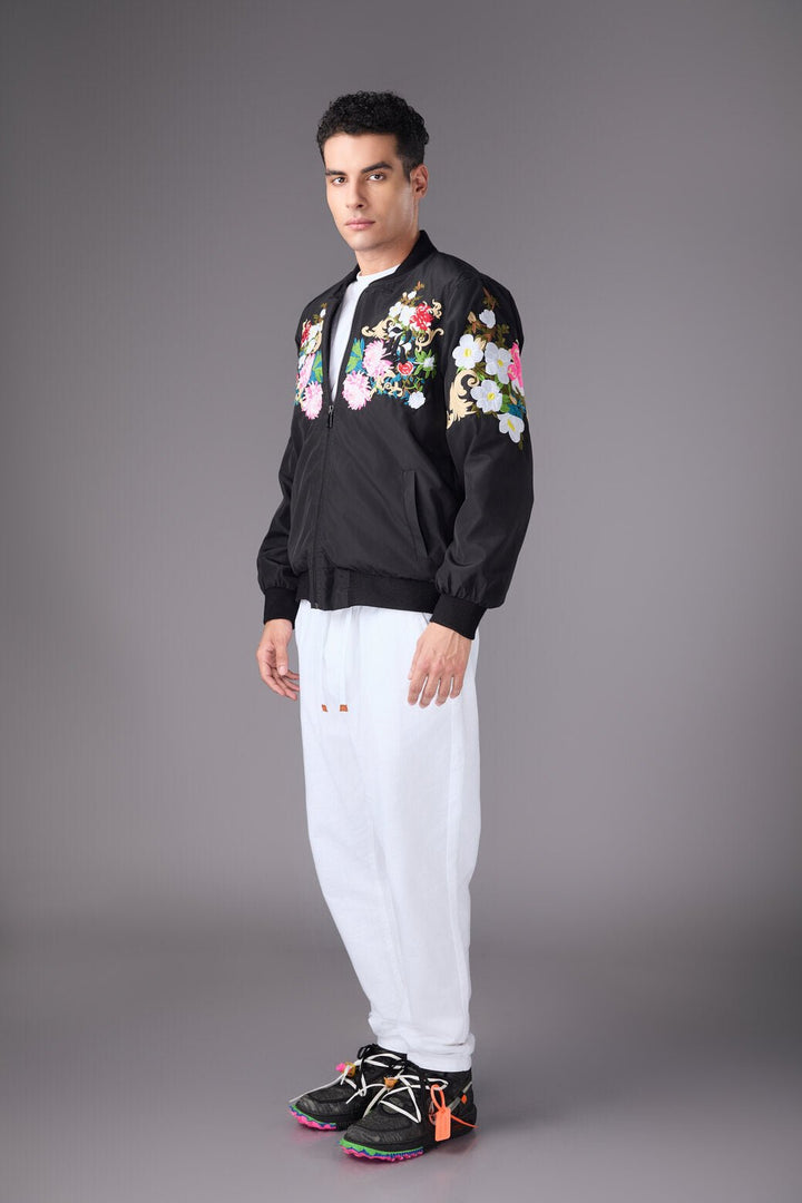 Men’s Black Floral Bomber Jacket - Flashmob India Flashmob India Jacket