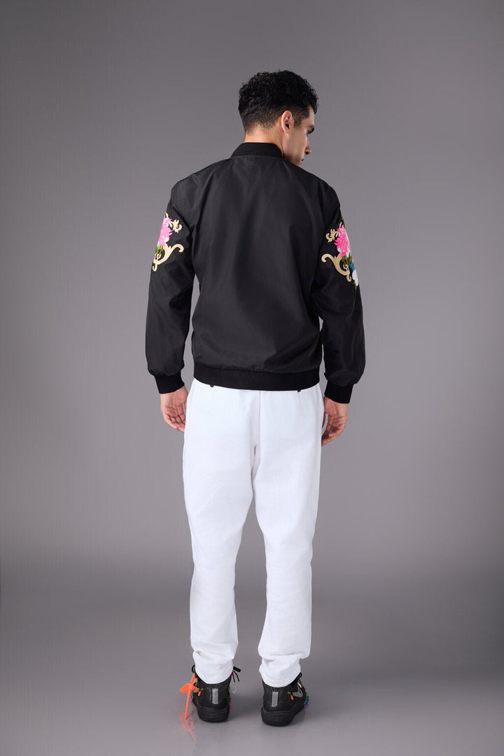 Men’s Black Floral Bomber Jacket - Flashmob India Flashmob India Jacket