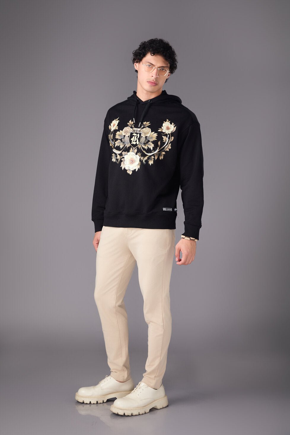 Men’s Black Floral Print Hoodie - Flashmob India Flashmob India hoodie