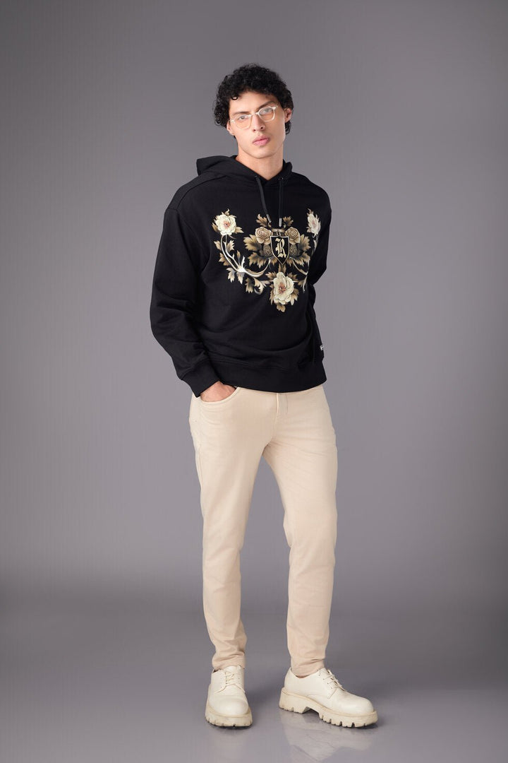 Men’s Black Floral Print Hoodie - Flashmob India Flashmob India hoodie