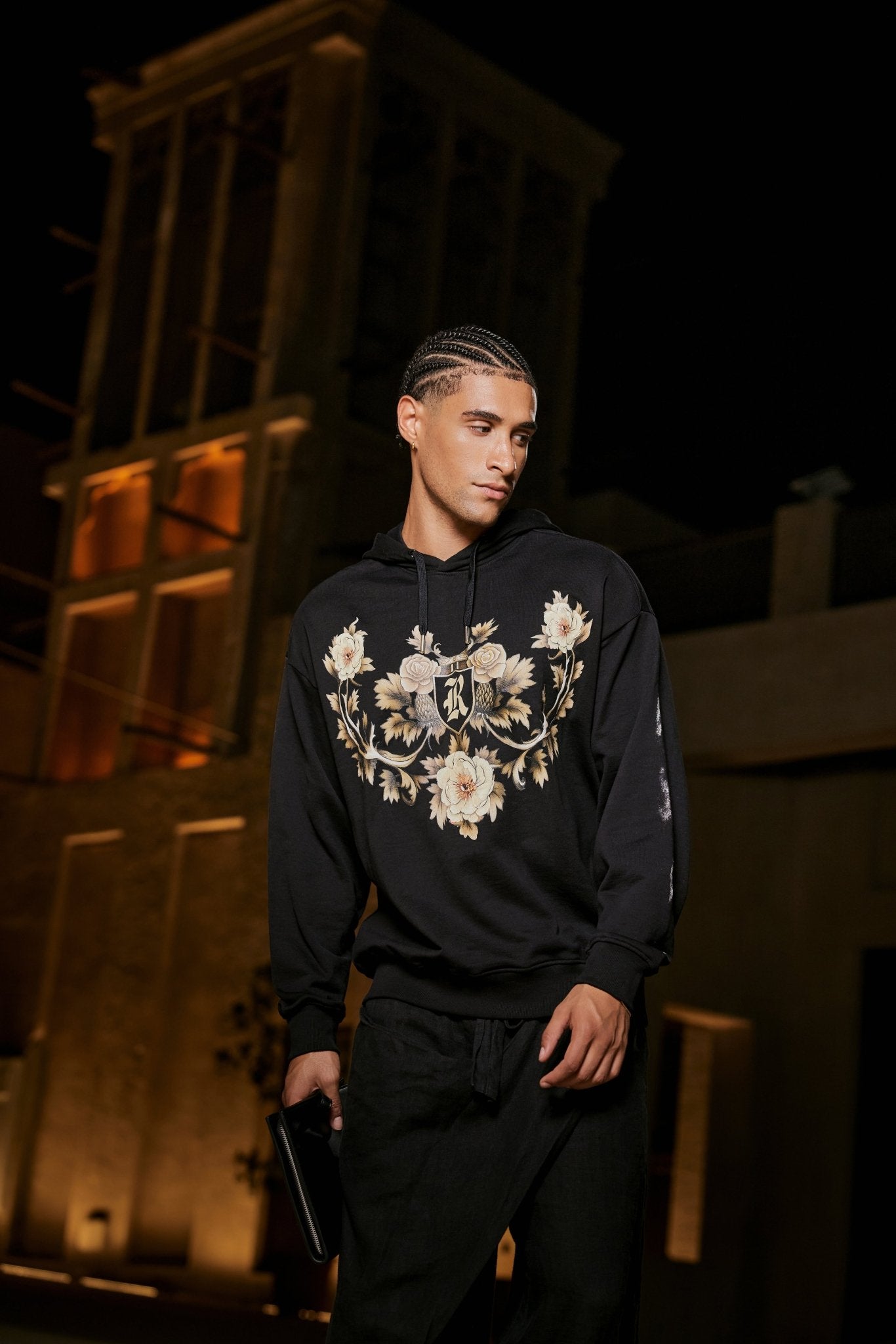 Men’s Black Floral Print Hoodie - Flashmob India Flashmob India   hoodie