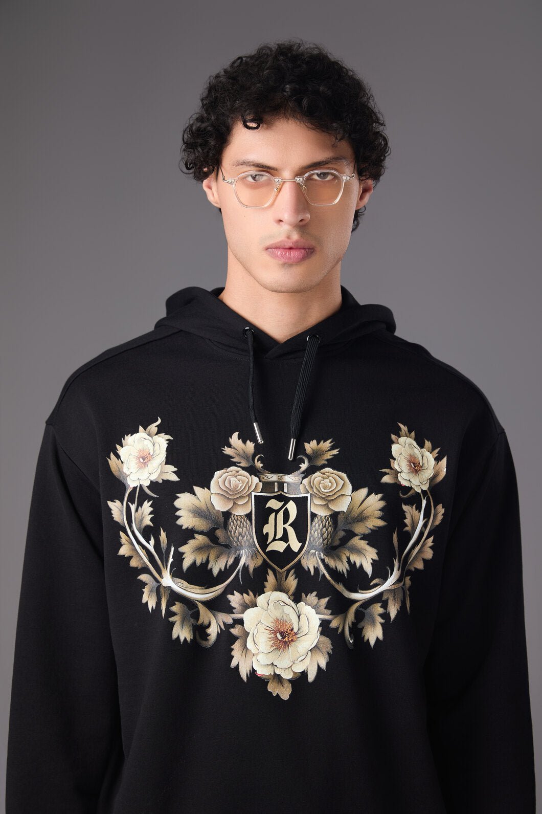 Men’s Black Floral Print Hoodie - Flashmob India Flashmob India hoodie