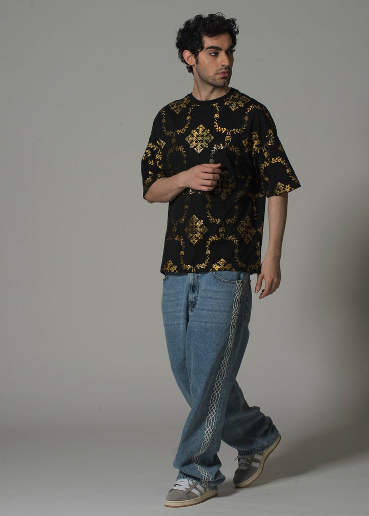 Men’s Black & Gold Reflective T-Shirt - Flashmob India Flashmob Nation None