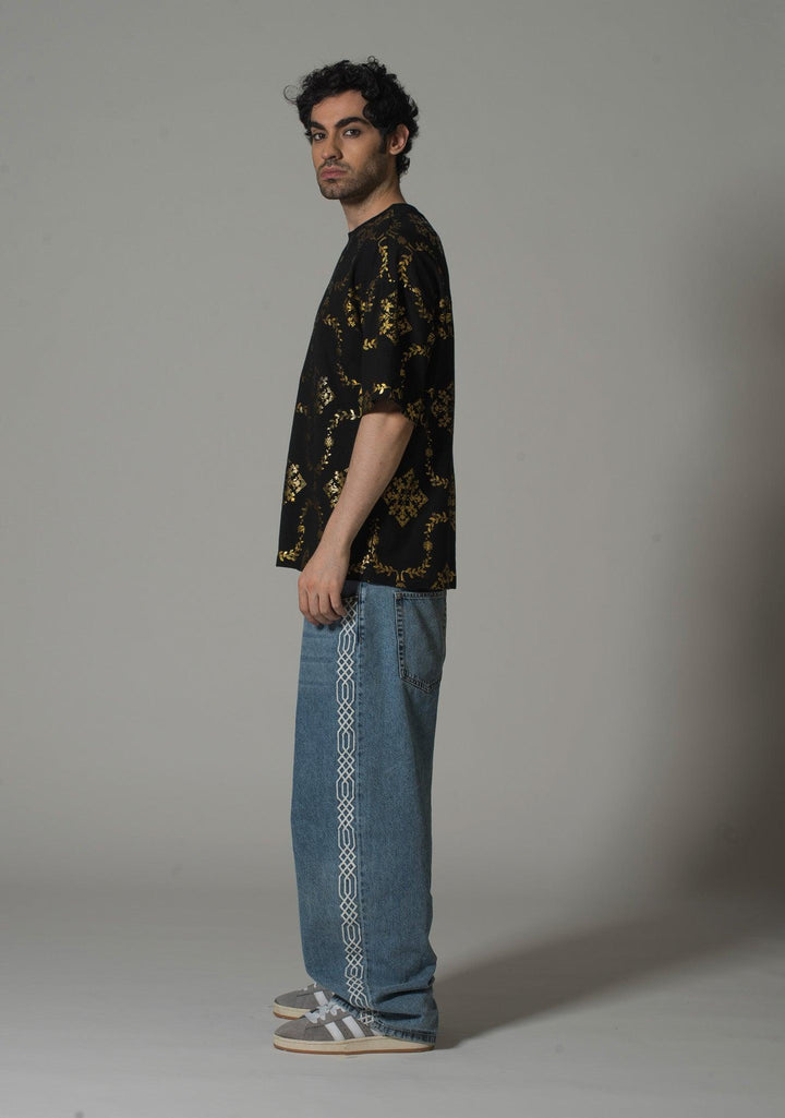 Men’s Black & Gold Reflective T-Shirt - Flashmob India Flashmob Nation None