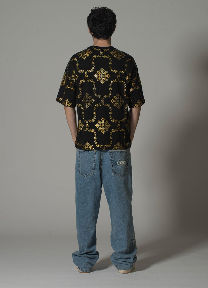 Men’s Black & Gold Reflective T-Shirt - Flashmob India Flashmob Nation None