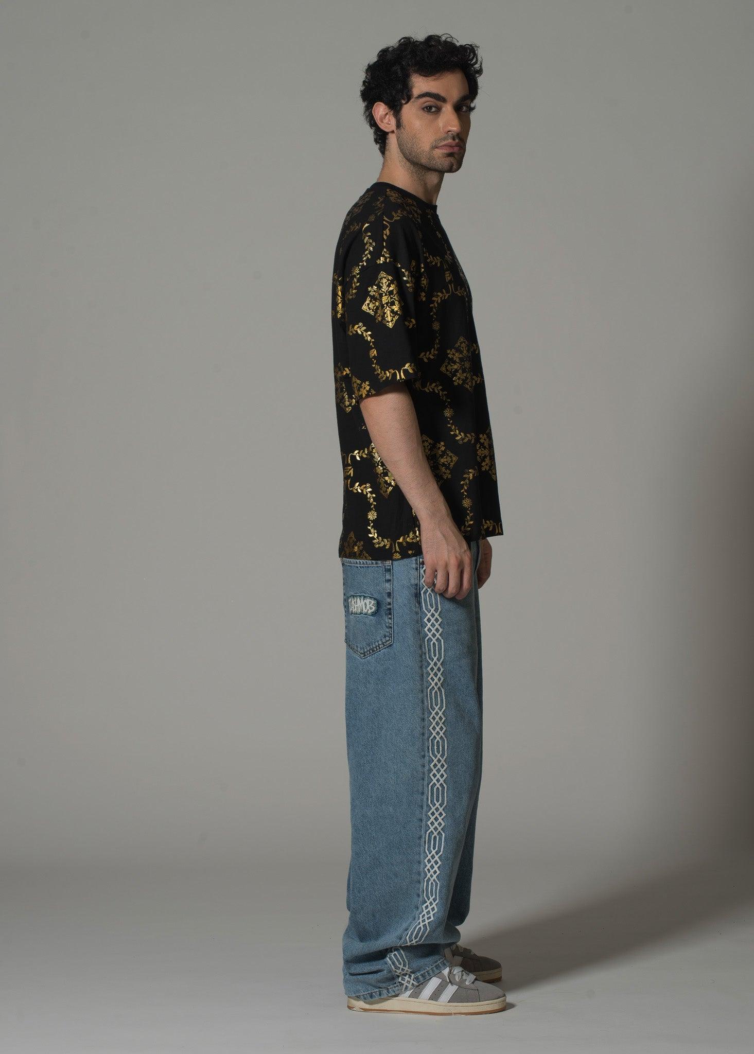 Men’s Black & Gold Reflective T-Shirt - Flashmob India Flashmob Nation None