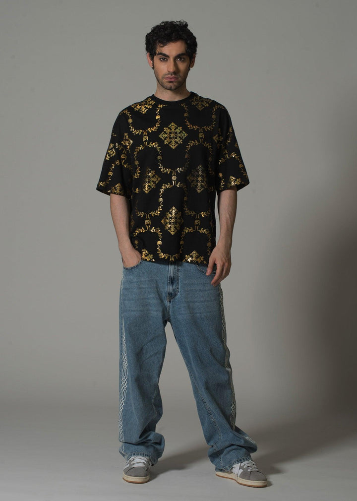 Men’s Black & Gold Reflective T-Shirt - Flashmob India Flashmob Nation None