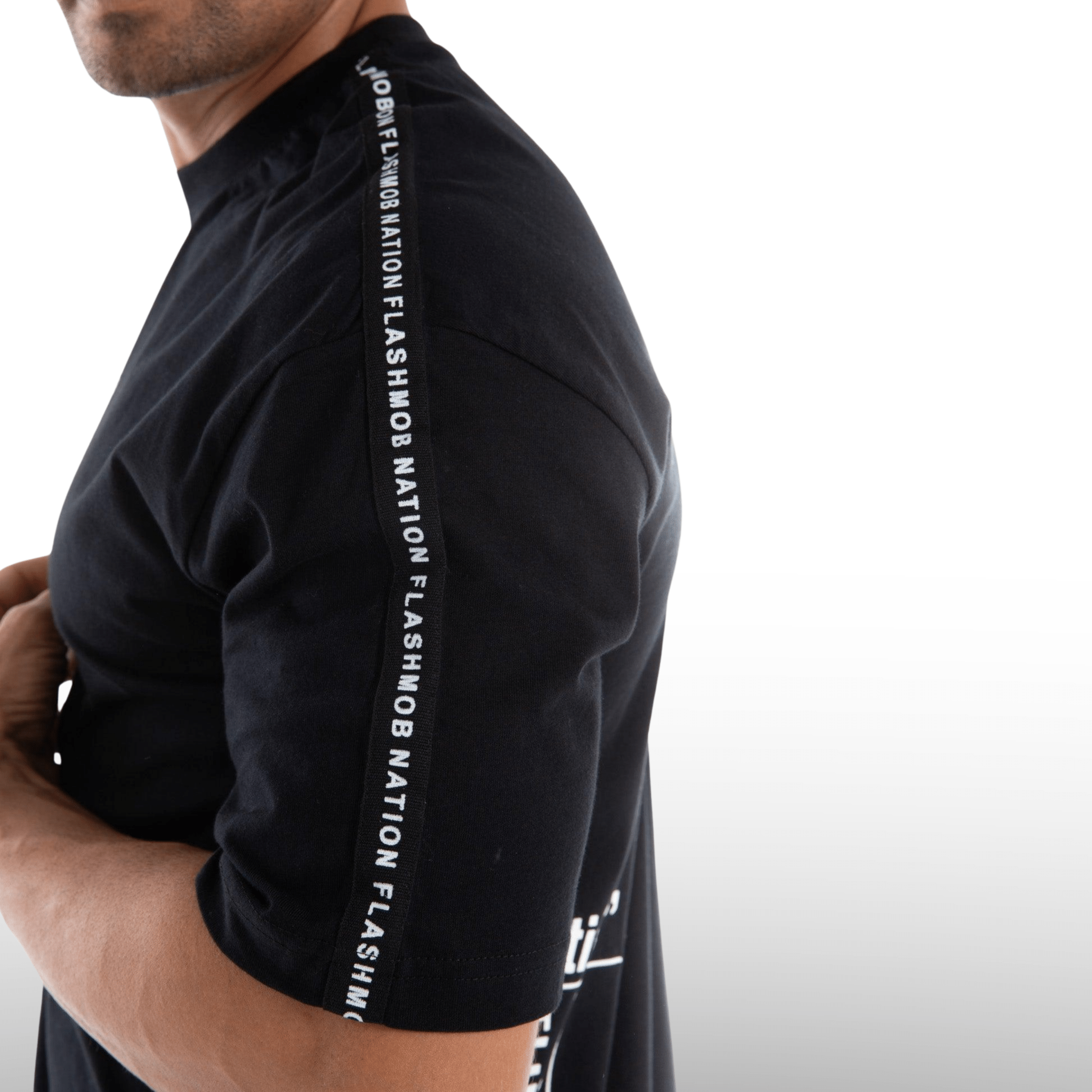 Men’s Black Graphic Tape T-Shirt - Flashmob India Flashmob Nation T-Shirt
