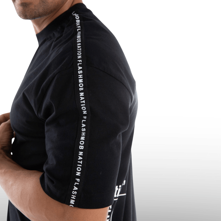Men’s Black Graphic Tape T-Shirt - Flashmob India Flashmob Nation T-Shirt