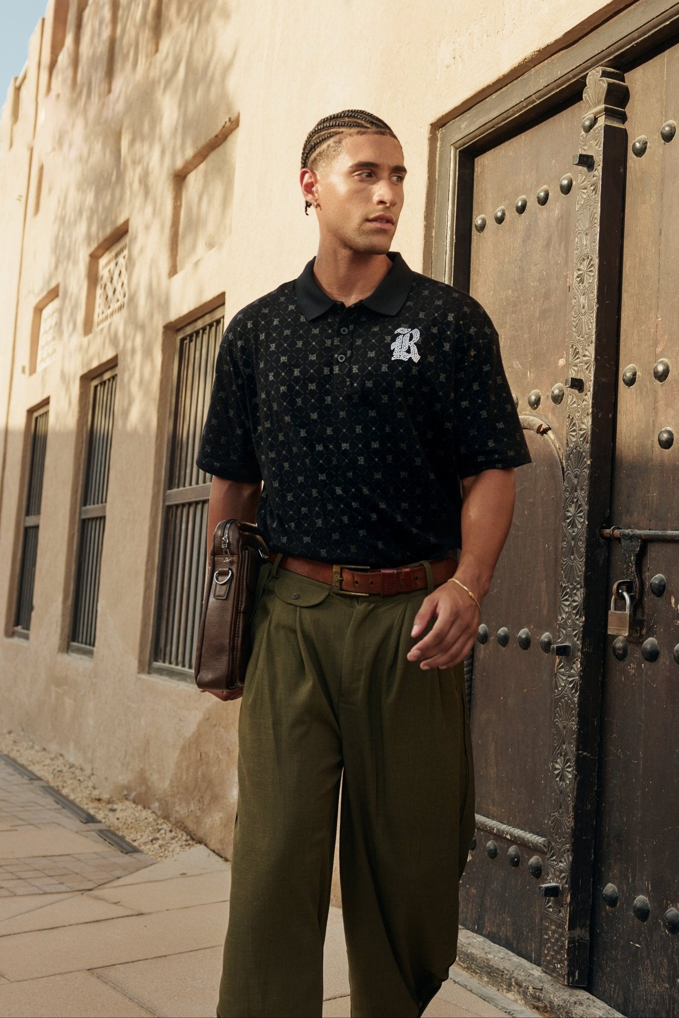 Men’s Black Monogram Polo Shirt - Flashmob India Flashmob India   Men Tshirt