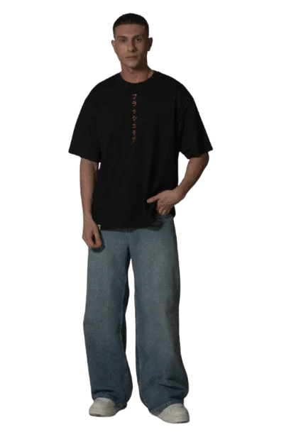 Men’s Black T-Shirt with Japanese Calligraphy - Flashmob India Flashmob Nation None