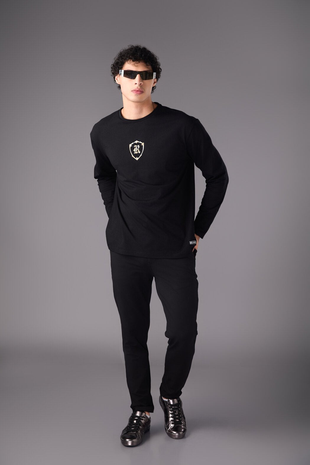 Men’s Black Wing Embroidered T-Shirt - Flashmob India Flashmob India Men Top