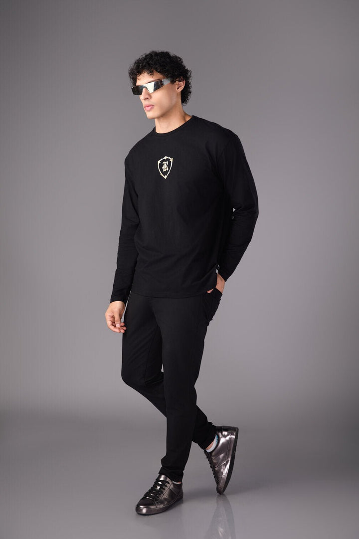 Men’s Black Wing Embroidered T-Shirt - Flashmob India Flashmob India Men Top