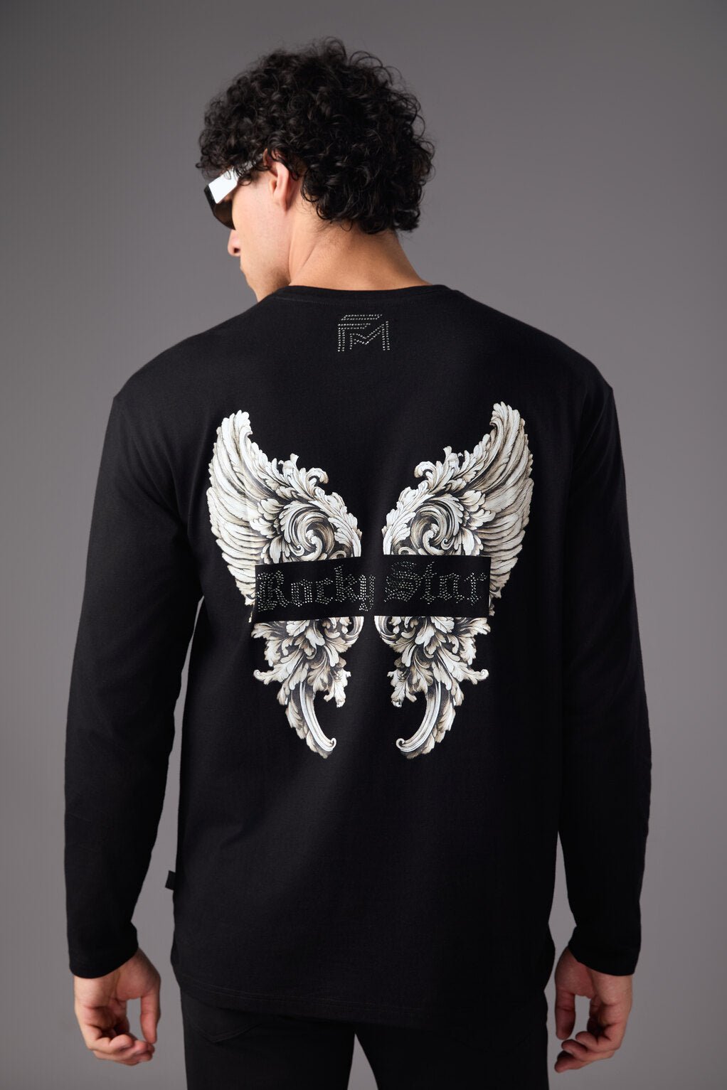 Men’s Black Wing Embroidered T-Shirt - Flashmob India Flashmob India Men Top