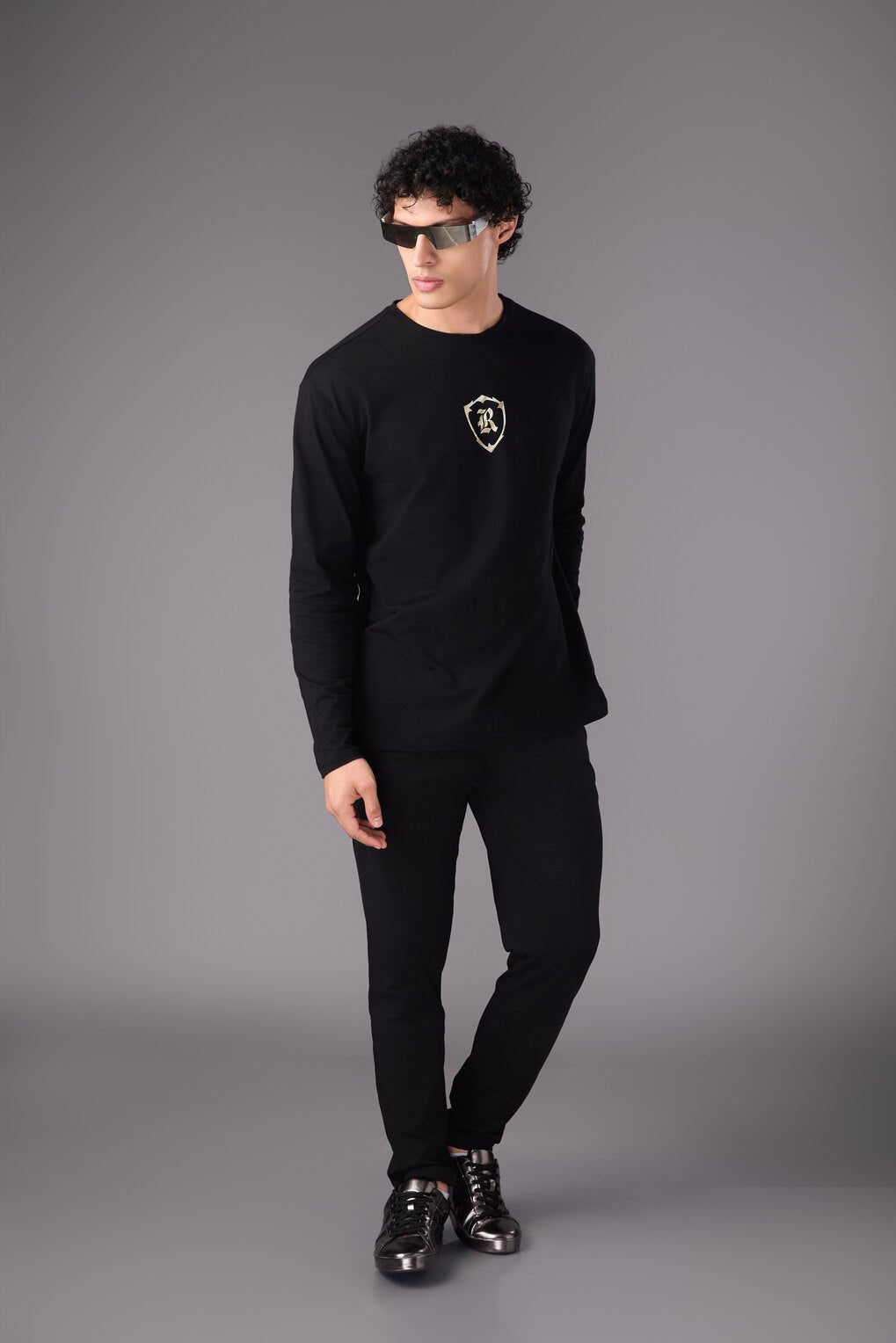 Men’s Black Wing Embroidered T-Shirt - Flashmob India Flashmob India Men Top