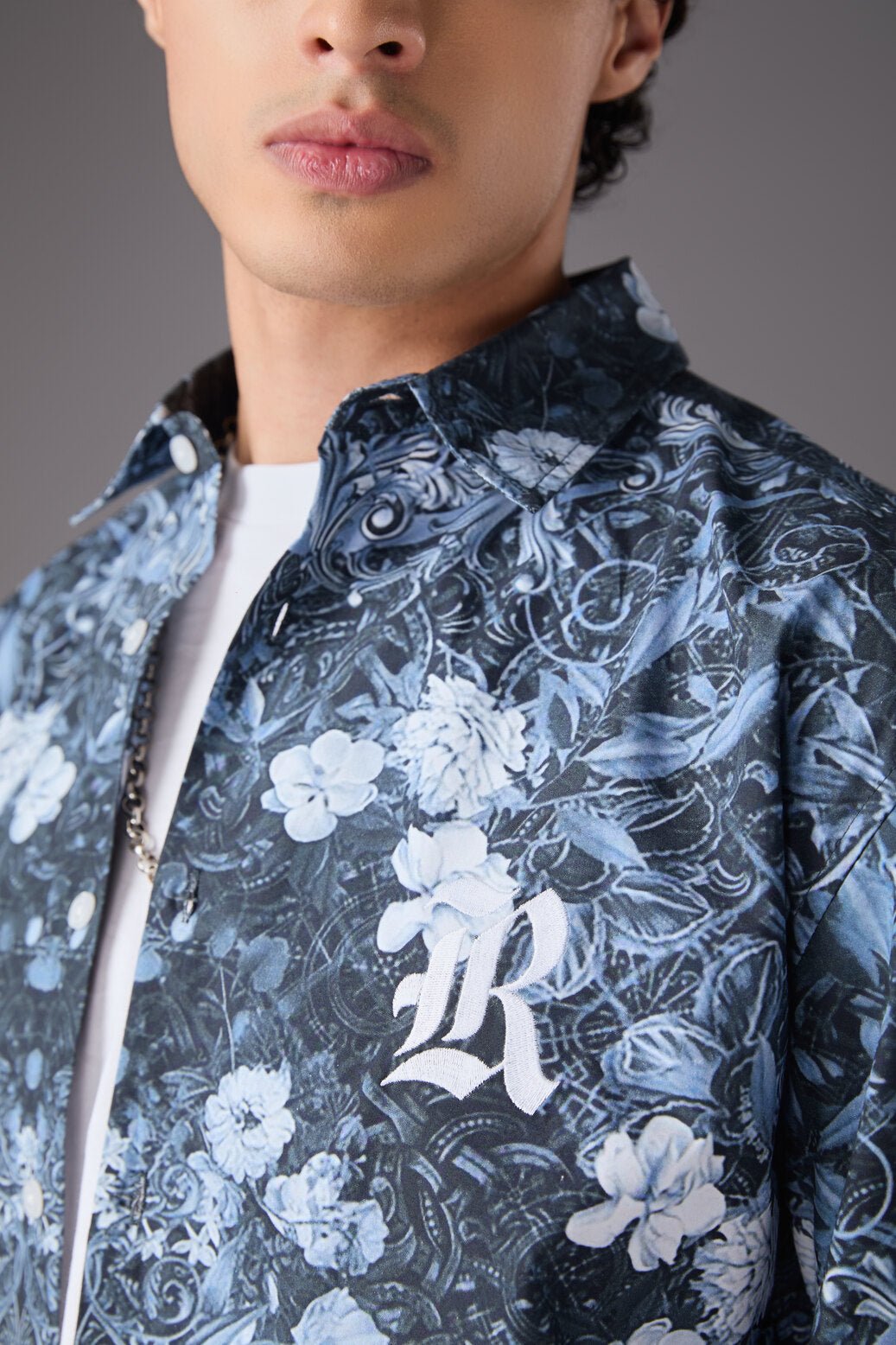 Men’s Blue Floral Print Shirt - Flashmob India Flashmob India   Jacket