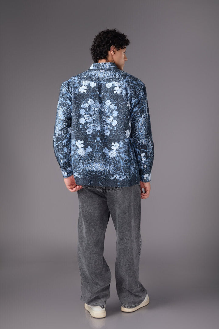 Men’s Blue Floral Print Shirt - Flashmob India Flashmob India   Jacket