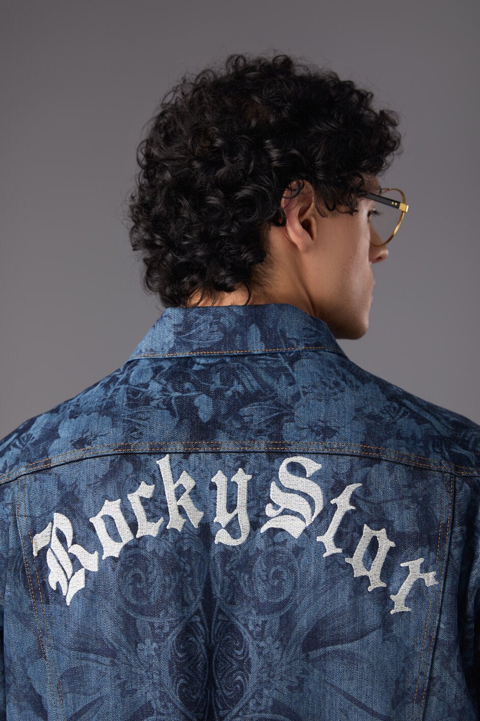 Men’s Blue Printed Denim Jacket - Flashmob India Flashmob India   Jacket