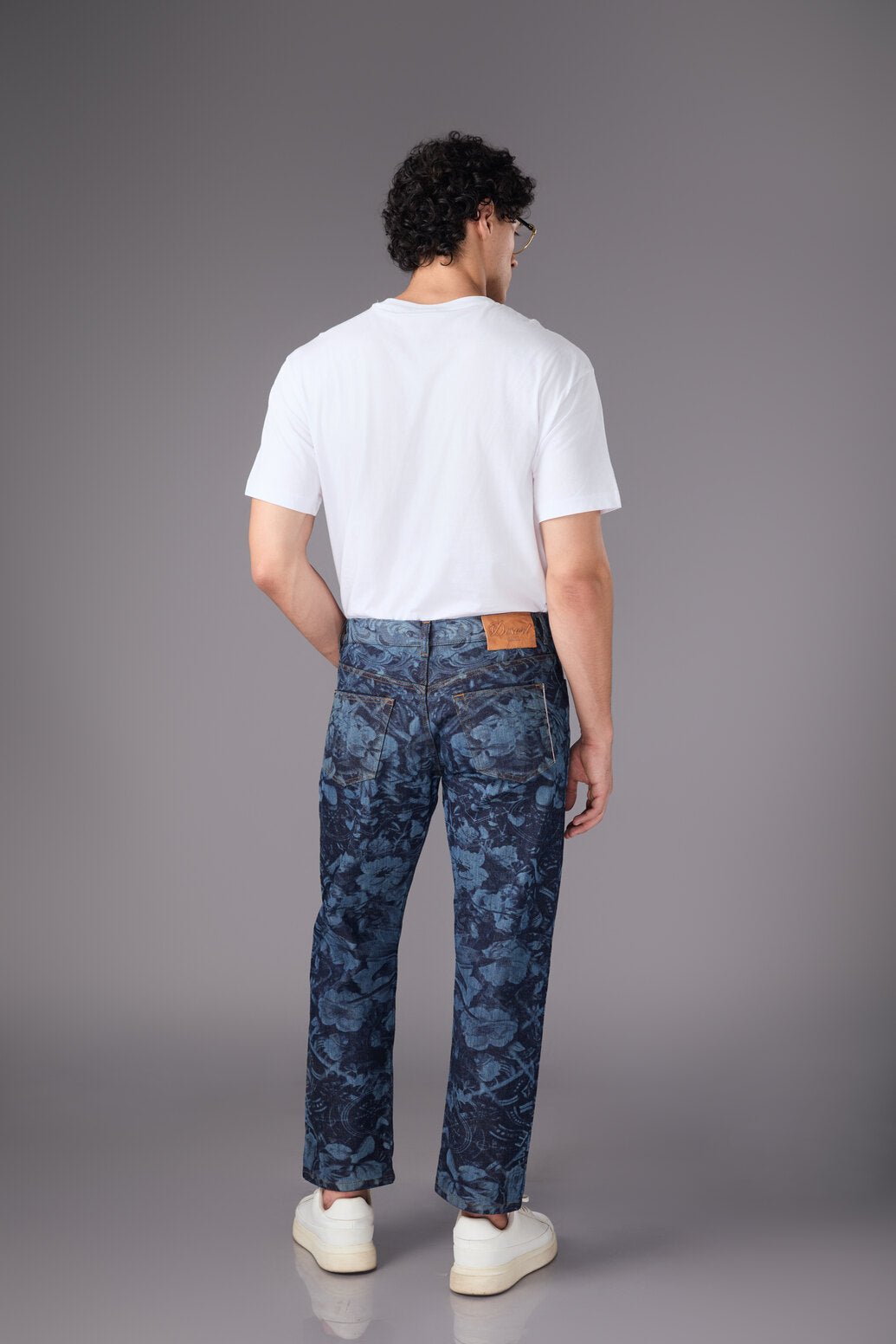 Men’s Blue Printed Straight Pants - Flashmob India Flashmob India   men bottom