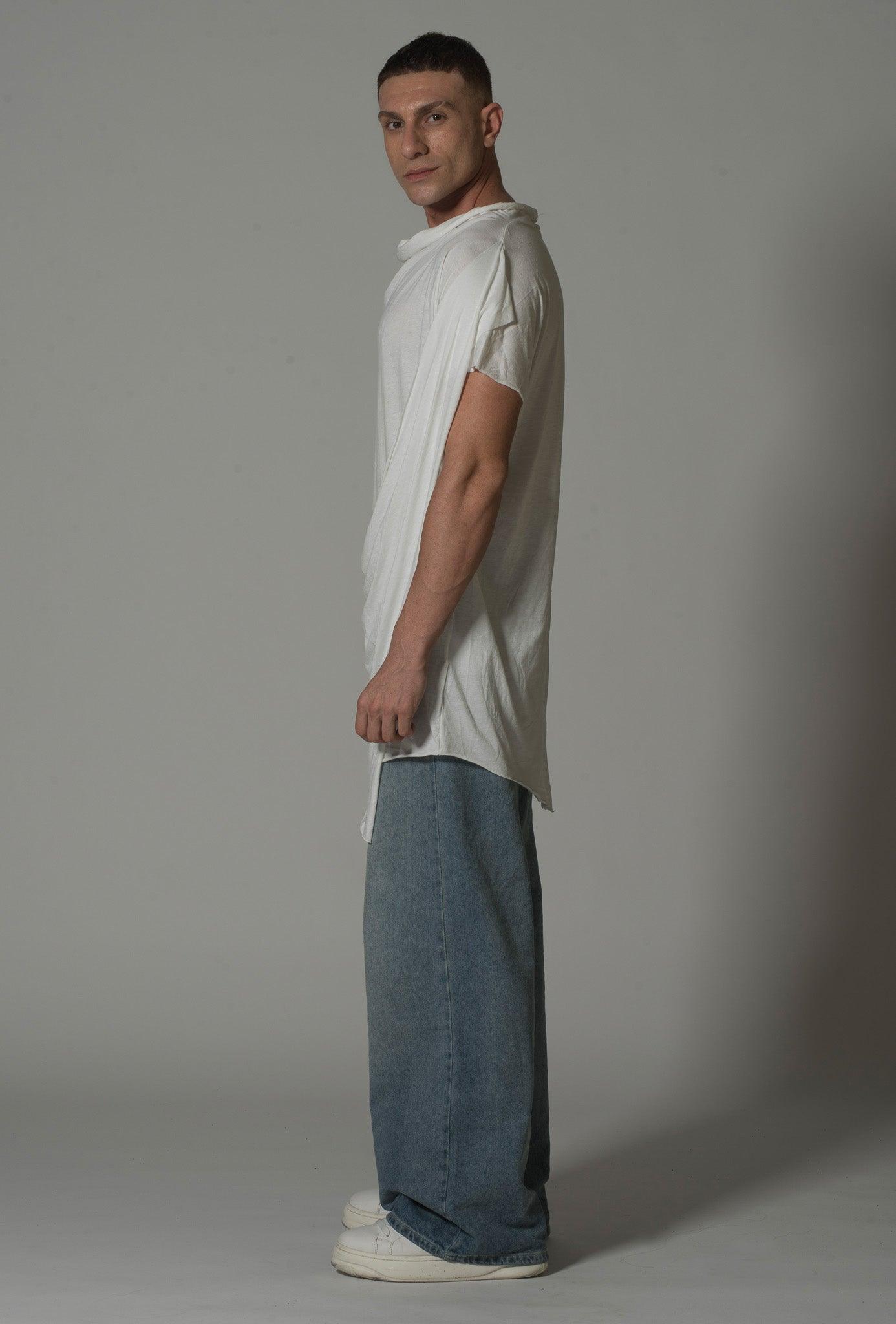 Men’s Draped Asymmetric Longline T-Shirt - Flashmob India Flashmob Nation None