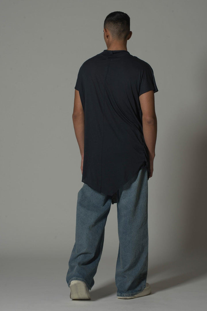 Men’s Draped Asymmetric Longline T-Shirt - Flashmob India Flashmob Nation None