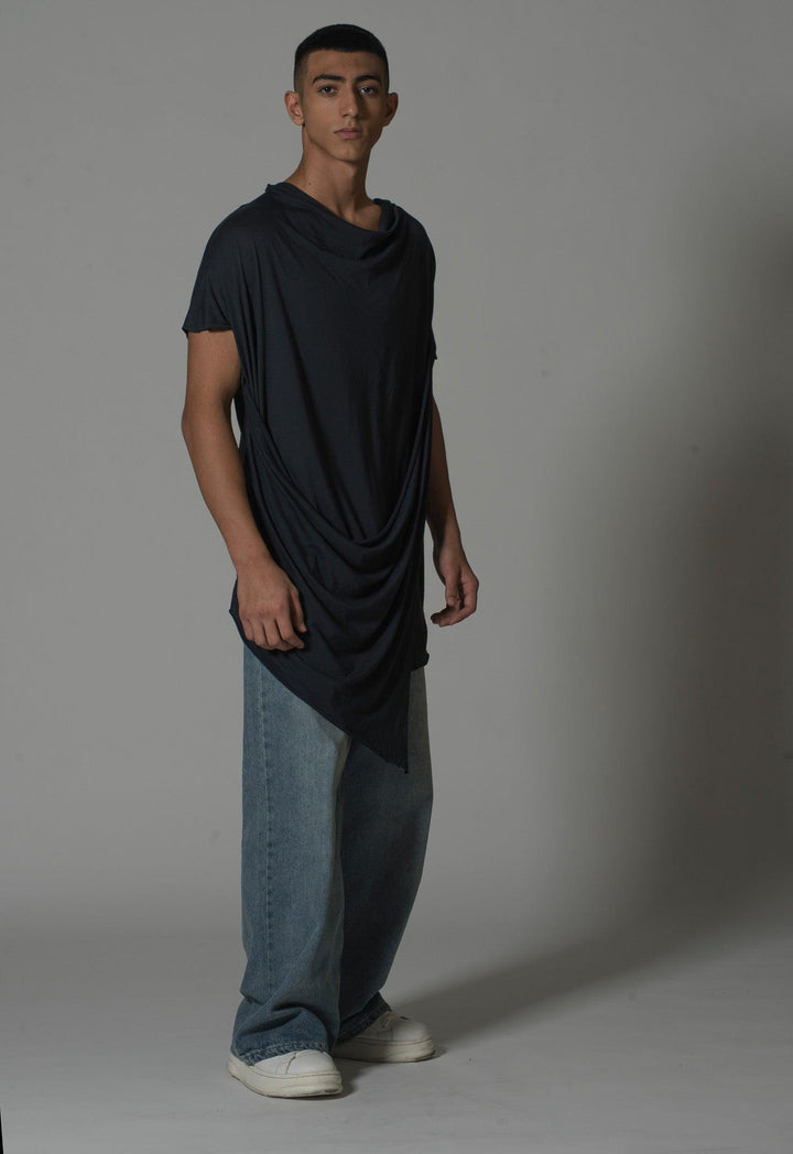 Men’s Draped Asymmetric Longline T-Shirt - Flashmob India Flashmob Nation None