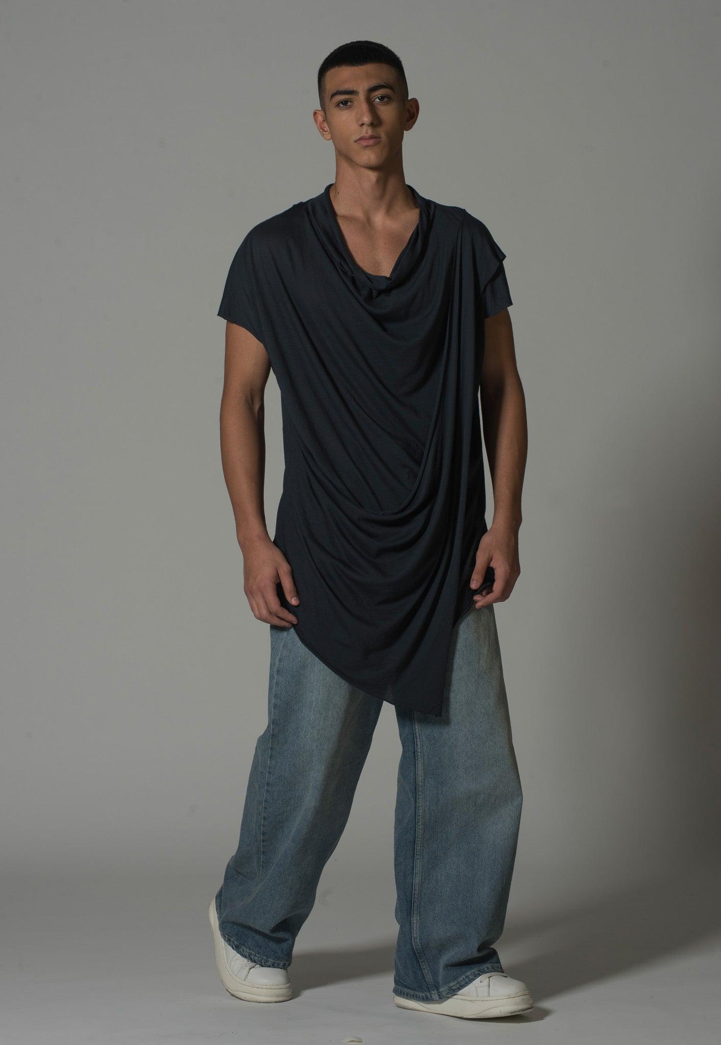 Men’s Draped Asymmetric Longline T-Shirt - Flashmob India Flashmob Nation None