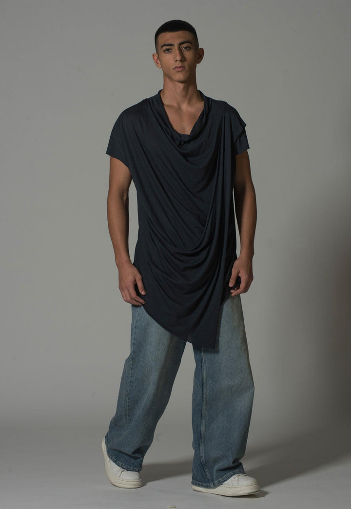 Men’s Draped Asymmetric Longline T-Shirt - Flashmob India Flashmob Nation None