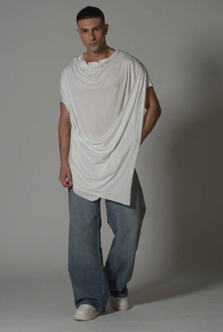 Men’s Draped Asymmetric Longline T-Shirt - Flashmob India Flashmob Nation None