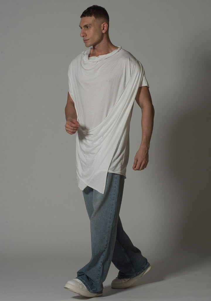 Men’s Draped Asymmetric Longline T-Shirt - Flashmob India Flashmob Nation None