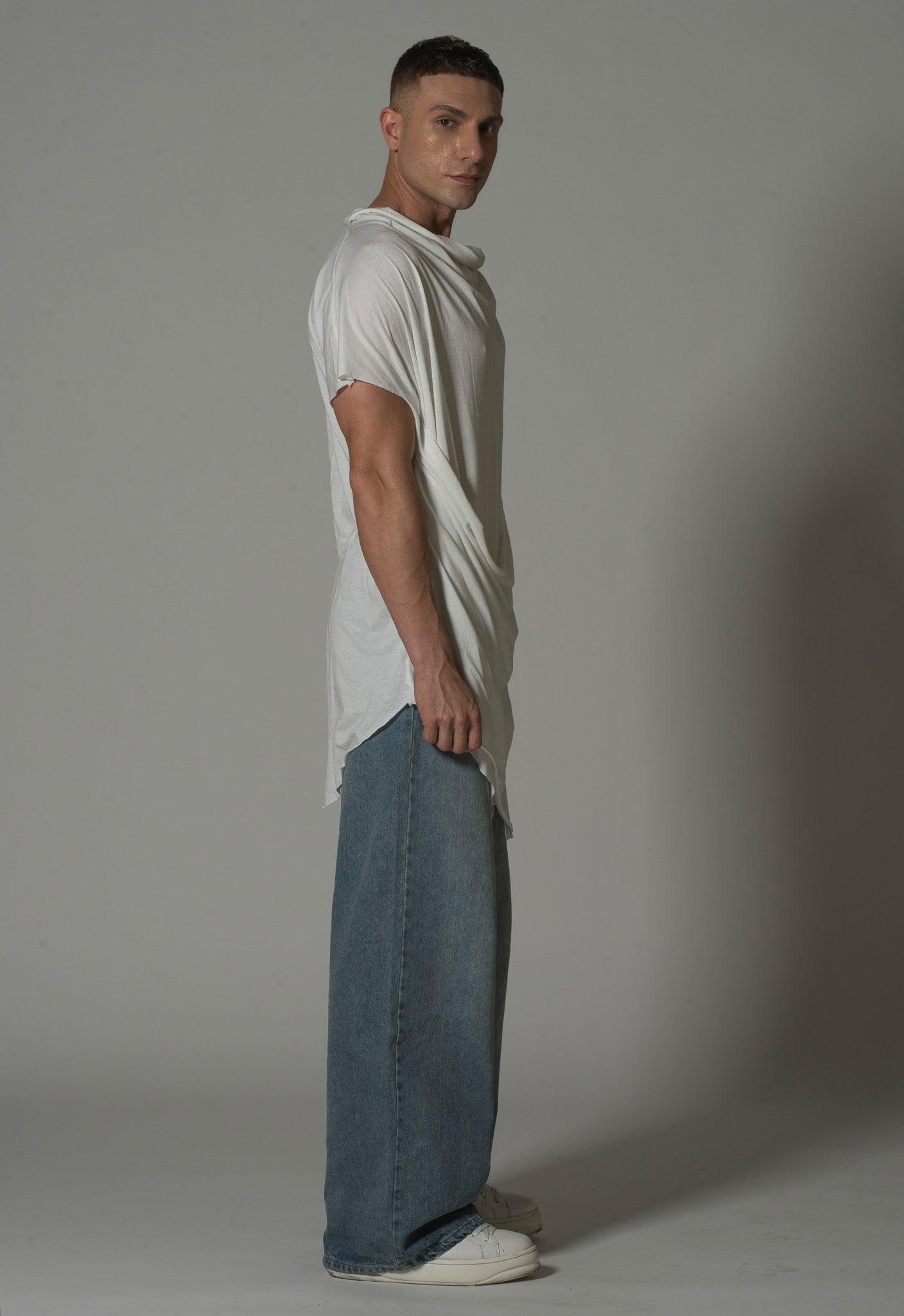 Men’s Draped Asymmetric Longline T-Shirt - Flashmob India Flashmob Nation None